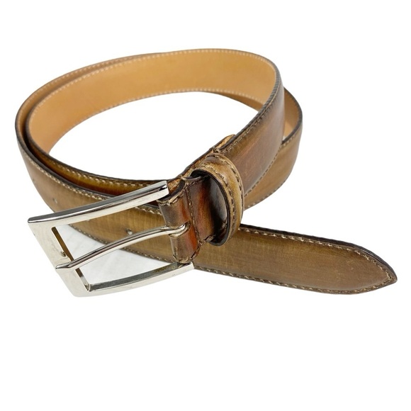 HARRIS DAL Barneys New York Men's Brown Leather Belt - Picture 1 of 10